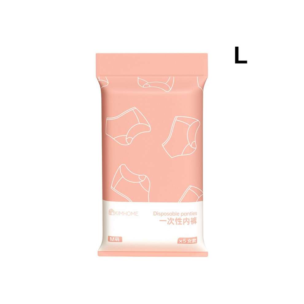 White (Women/White/L) 5Pcs/Pack Disposable Underpants Underwear Travel Panties Briefs For Men Women