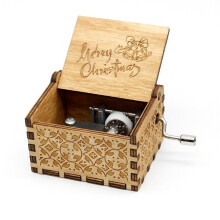 Carved Music Box Hand Crank Wooden Musical Box Toy