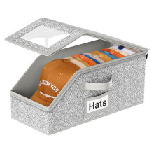 Portable Hat Storage Box with Transparent Window Dust Proof Zippered Organizer for Baseball Caps