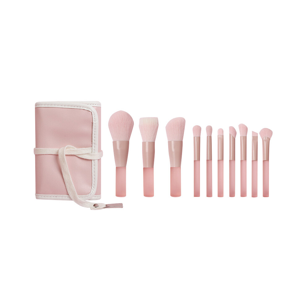 10Pcs/Set Makeup Tool Soft Artificial Fiber Brush Kit for Eye Shadow,Highlight,Foundation Powder (with Storage Bag)