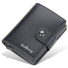 BAELLERRY K9148 RFID Blocking Litchi Texture PU Leather+Aluminum Alloy Case Credit Card Holder Automatic Pop Up Wallet