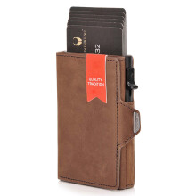 Genuine Cowhide Leather RFID Blocking Card Case Wallet Billfold Credit Card ID Card Holder Holding Up to 6 Cards