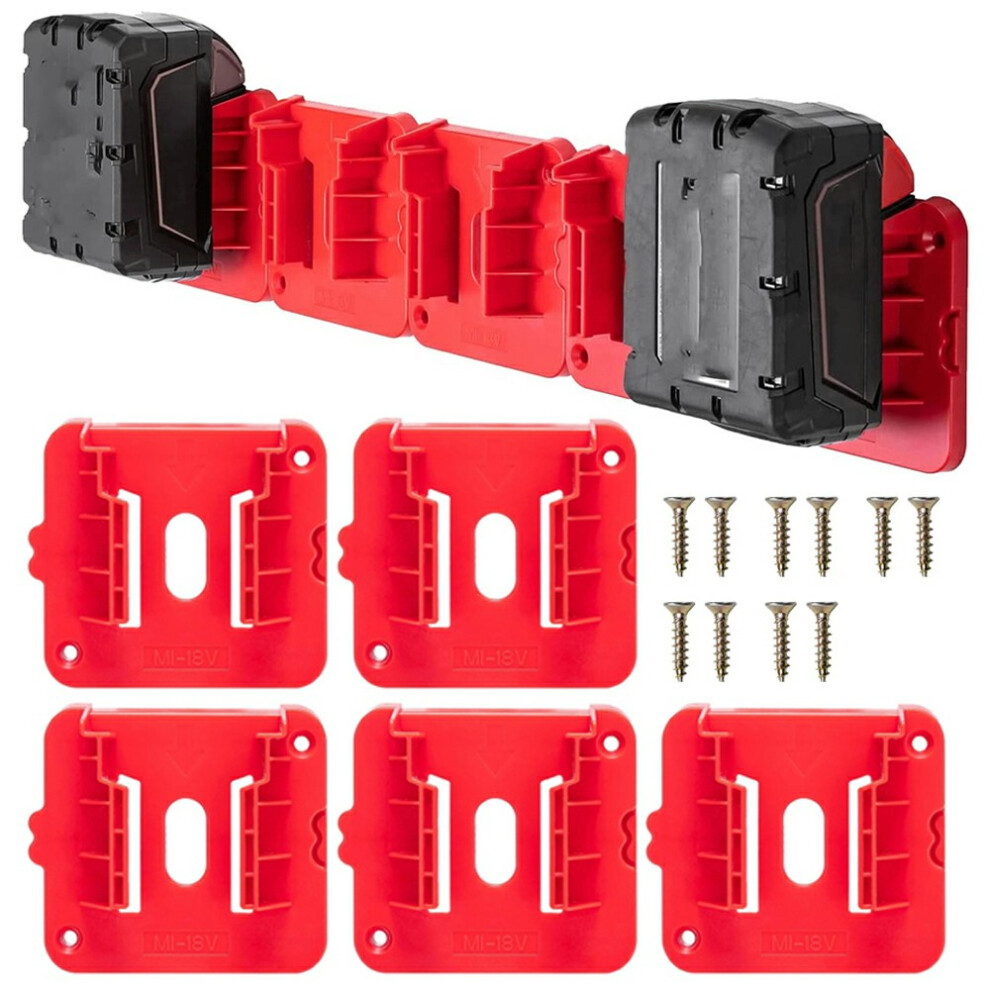 Ris-M-1 5Pcs For Milwaukee M18 18V Battery Holder Shelf Wall Mount Hanger Storage Rack 6914275588139