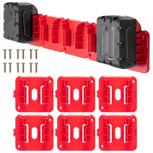 RIS-M-1 6Pcs For Milwaukee M18 18V Battery Holder Shelf Wall Mount Hanger Storage Rack