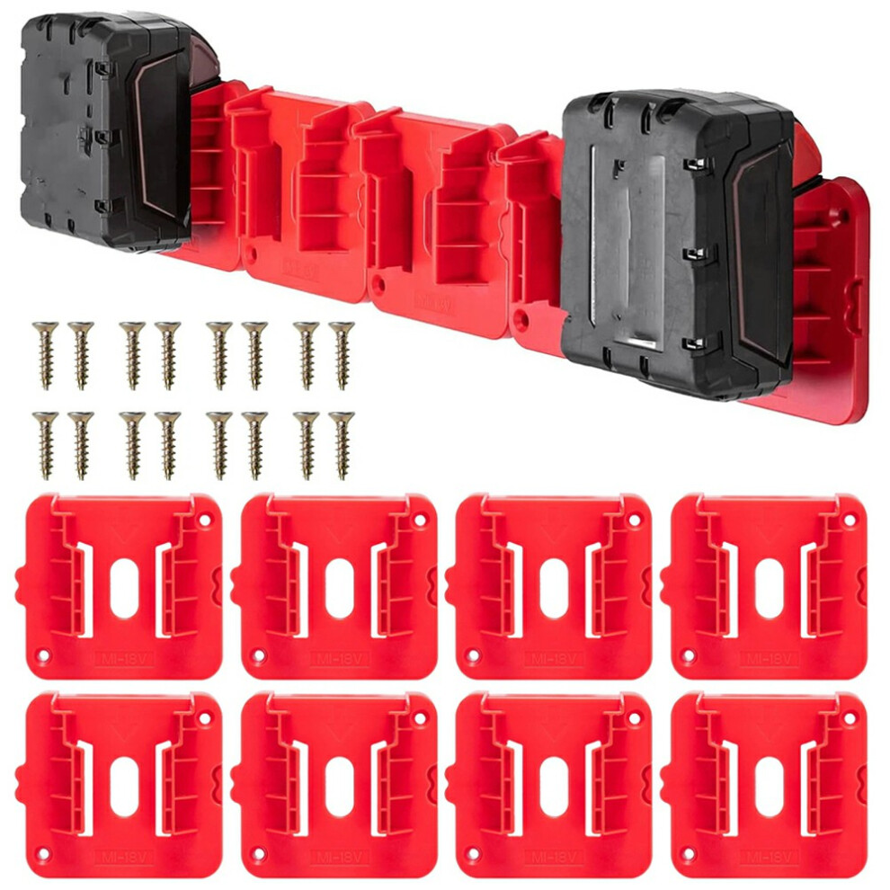 Ris-M-1 8Pcs For Milwaukee M18 18V Battery Holder Shelf Wall Mount Hanger Storage Rack 6914272120769