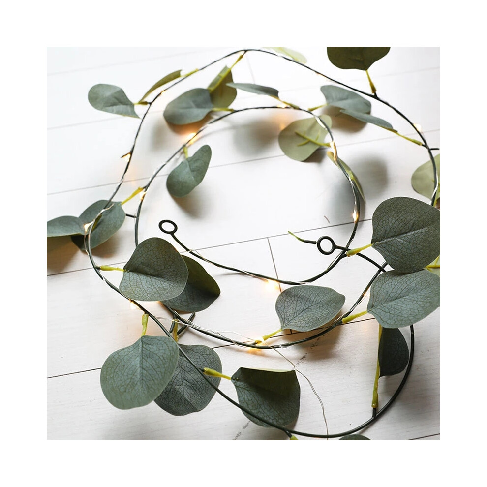 10m 100 LED Green Leaf Light String Simulation Eucalyptus Rattan Copper Wire Wedding Home Decoration-image-OPC-PJS7D26-NEW