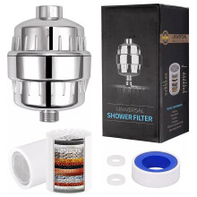 16 Stages Bathroom Water Filter Remove Chlorine Heavy Metals Filtered Shower Head,with 2 Filters