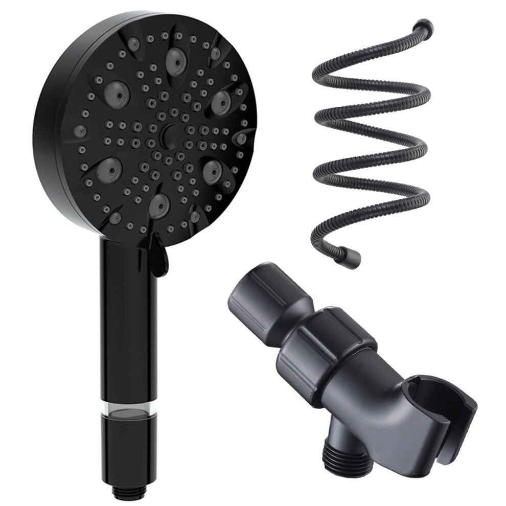 Water Saving 10 Modes Handheld Filter Shower Head With Stainless Steel Hose+Bracket,Matte Black 6914277629328