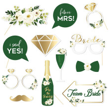 12Pcs/Set Wedding Photo Booth Props Engagement Bride Selfie Props Party Decoration
