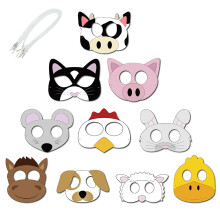 10Pcs/Set Farm Animal Masks Baby Children Birthday Theme Party Decor Role Playing Game Props