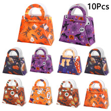 10PCS Kids Halloween Gift Tote Bags Candy Treat Bags Felt Party Supplies Organizer (Mixed Colors)
