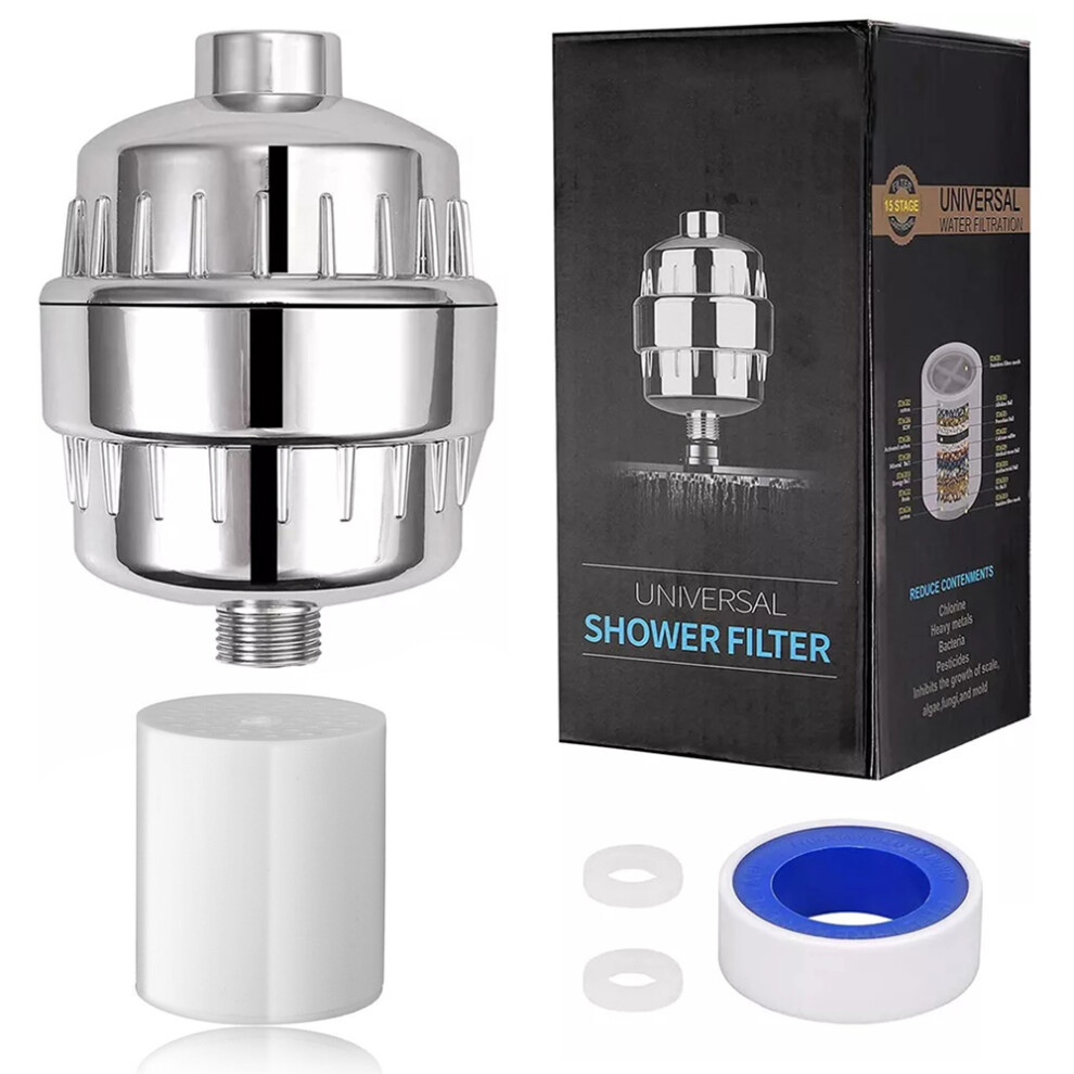 16 Stages Bathroom Water Filter Remove Chlorine Heavy Metals Filtered Shower Head,With 1 Filter 6914276525492
