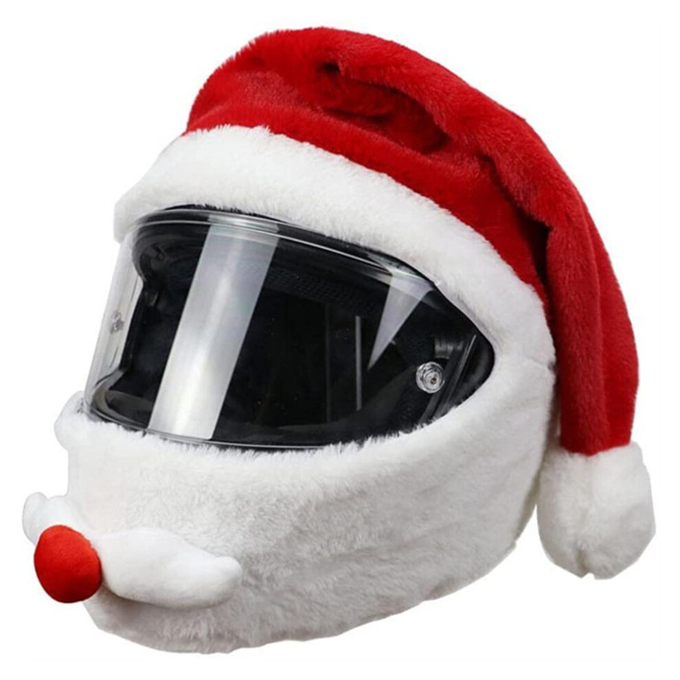 Motorcycle Helmet Christmas Hat Outdoor Funny Santa Claus Motorcycle Helmet Plush Cover 6914277292355