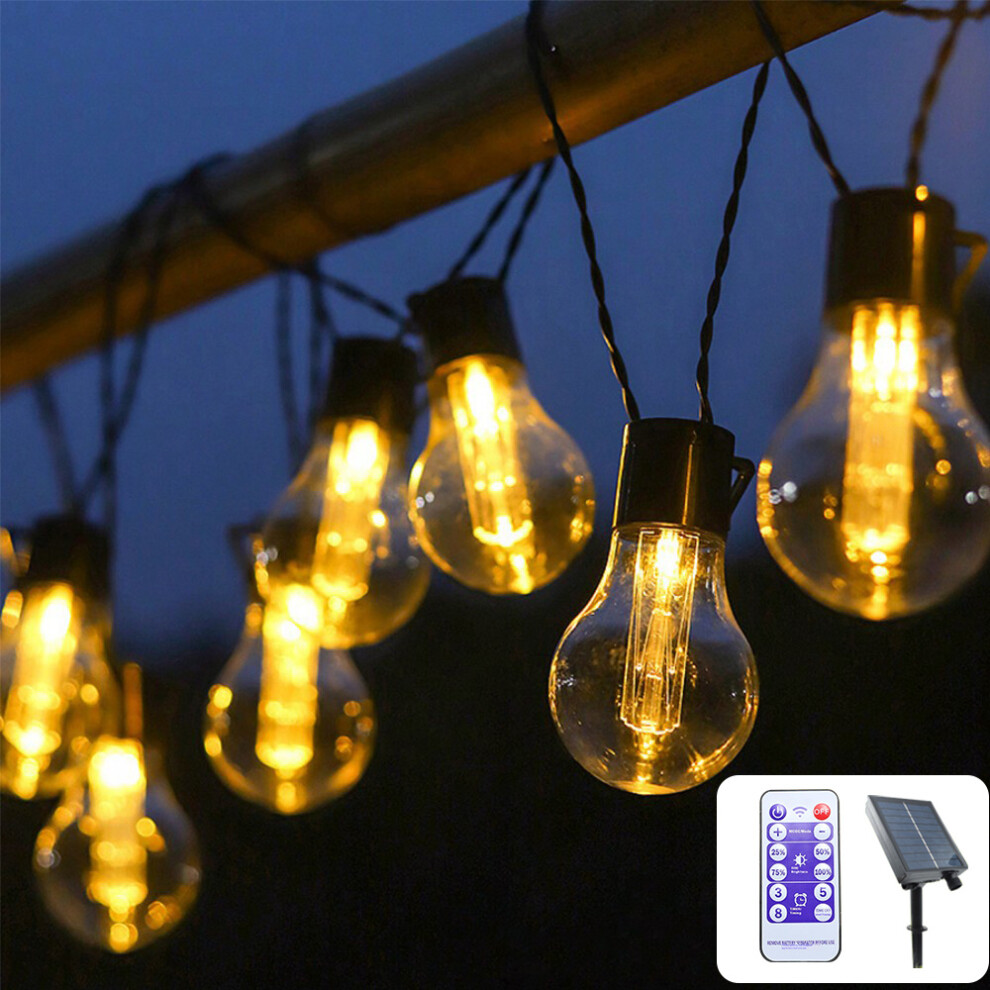 12m 30-Light Solar Powered Edison Bulb String Light Waterproof Yard Garden Light with Remote Control-image-OPC-PJS7DPY-NEW