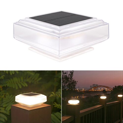 Clear Shell Solar Fence Post Light Fence Post Cap Lamp for Deck,Patio,Garden
