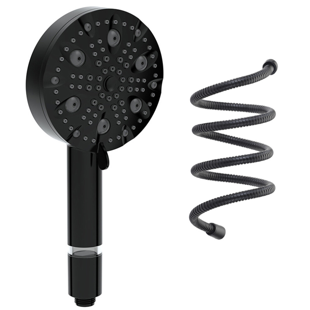 Water Saving 10 Modes Handheld Filter Shower Head With Stainless Steel Hose,Matte Black 6914277946845
