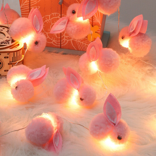 2m 20 LED Cute Rabbit String Lights Cotton Fairy Lights Battery Operated 2