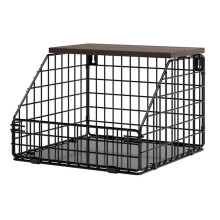 Wall Mounted Kitchen Storage Rack Large Size Thickened Iron Wood Organizer Foldable Vegetable Fruit Basket