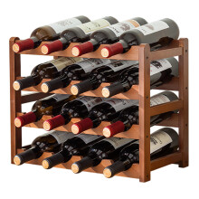 Creative 4-Tier Wine Rack for 16 Bottles Bamboo Tabletop Display Stand Home Bar Storage Organizer