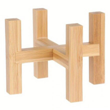 JJTZ Mini Bamboo Floor Four Legged Flower Stand Planters Flower Pots Display Potted Rack,Size S