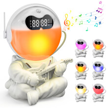 GR-21 Astronaut Holding Guitar RGB Night Light Alarm Clock White Noise Bluetooth-Compatible Speaker