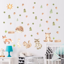 Cute Bear Fox Wall Stickers Jungle Animals Wall Decors for Kids Room,Bedroom,Playroom (without EN71 Certification) 53*27CM