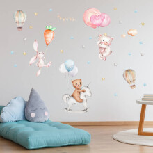 zsz1337-z 4Pcs Cartoon Bear Wall Stickers Kids Room Bedroom (No EN71 Cert)
