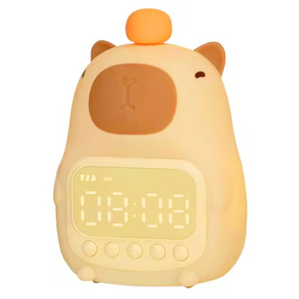 C20 Cute Cartoon Capybara Alarm Clock Dimmable Bedside Night For Kids Room Light