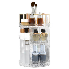 Rotating Cosmetic Organizer Vanity Dresser Desktop Diamond Texture Makeup Storage Rack