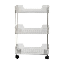 Clear 3-Tier Rolling Cart with Wheels Organizer Storage Rack for Bathroom Makeup Cosmetics Countertop