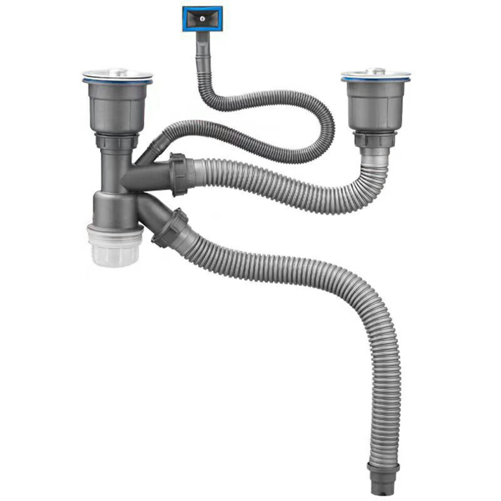 Double Kitchen Sinks Drain Kit Flexible Sink Drain Pipe With Anti-Odor Sealing 6914277886264