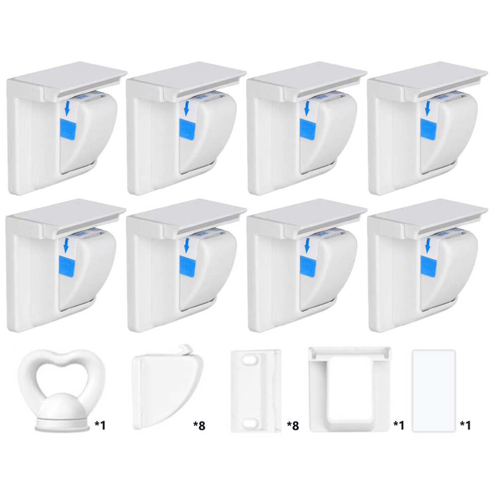 8Pcs Magnetic Cupboard Lock with Key Child Safety Lock for Kitchen Cabinets and Drawers
