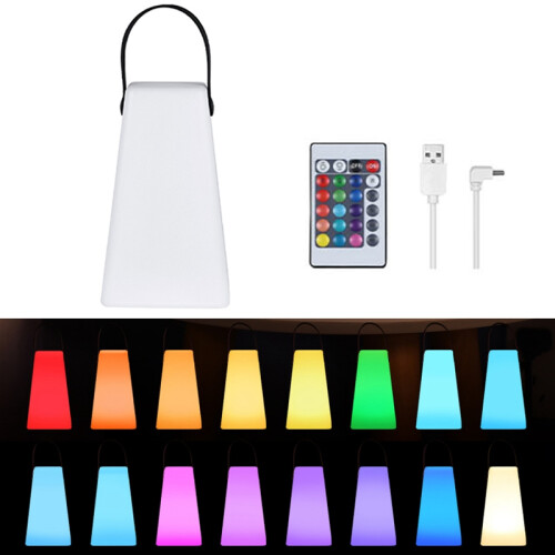 Trapezoid Portable Lantern Lamp 16 Colors Brightness Adjustable USB Rechargeable LED Light with Remote Controller 1