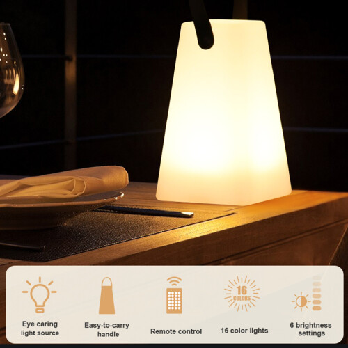 Trapezoid Portable Lantern Lamp 16 Colors Brightness Adjustable USB Rechargeable LED Light with Remote Controller 2
