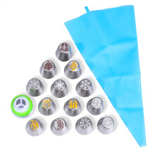 15Pcs/Set Christmas Icing Piping Nozzles with Cream Pastry Bag for Cake DIY Decorating (No FDA Certificate)