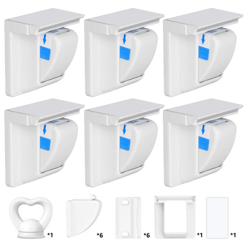 6Pcs Magnetic Cupboard Lock with Key Child Safety Lock for Kitchen Cabinets and Drawers