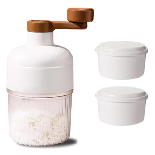 Shaved Ice Machine Plastic Portable Ice Crusher Ice Shaver with 2pcs Ice Cube Trays 1