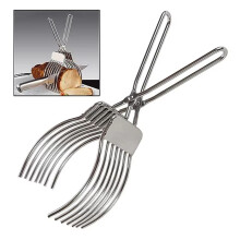 Stainless Steel Slicer Tongs Ham Hot Dog Sausage Bread Slicing Holder Kitchen Tool (BPA Free,No FDA)