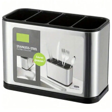 Stainless Steel Shell Kitchen Utensil Holder 4 Grids Cutlery Organizer Non Slip Drainage Bucket
