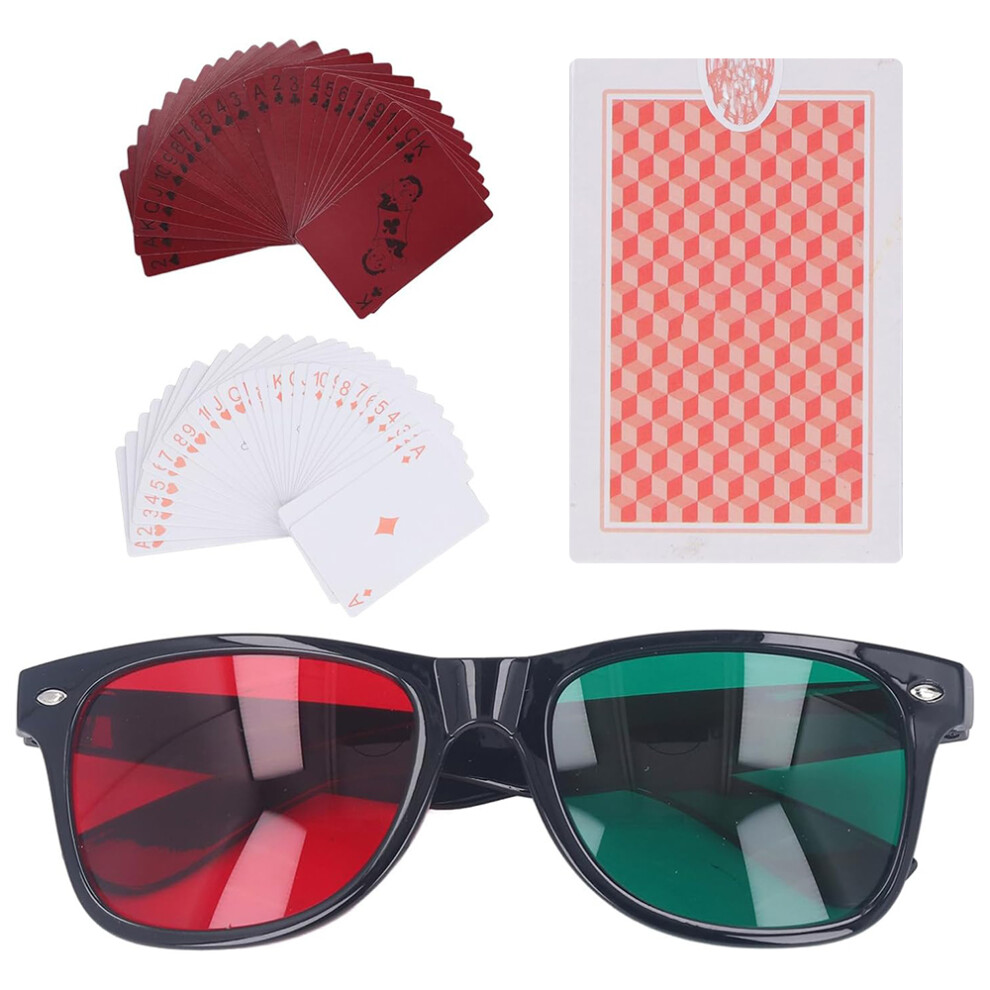 Red and Green Training Glasses with Poker Card for Colorblind People Amblyopia Vision Corrective Training