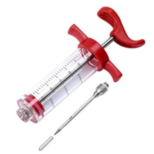 30ml Acrylic+Stainless Steel Meat Marinade Syringe Turkey Seasoning Syringe Kitchen Cooking Tool (No FDA Certified,BPA-Free)