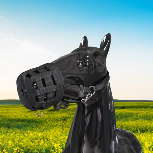 Size M Horse Muzzle Thick Webbing Breathable Equine Grazing Muzzle Padded Anti-Bite Mask 2