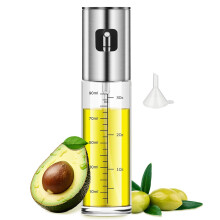 100ml 304 Stainless Steel Glass Oil Spray Bottle Kitchen Cooking Sprayer for Olive Oil Vinegar Soy Sauce (BPA Free,No FDA)