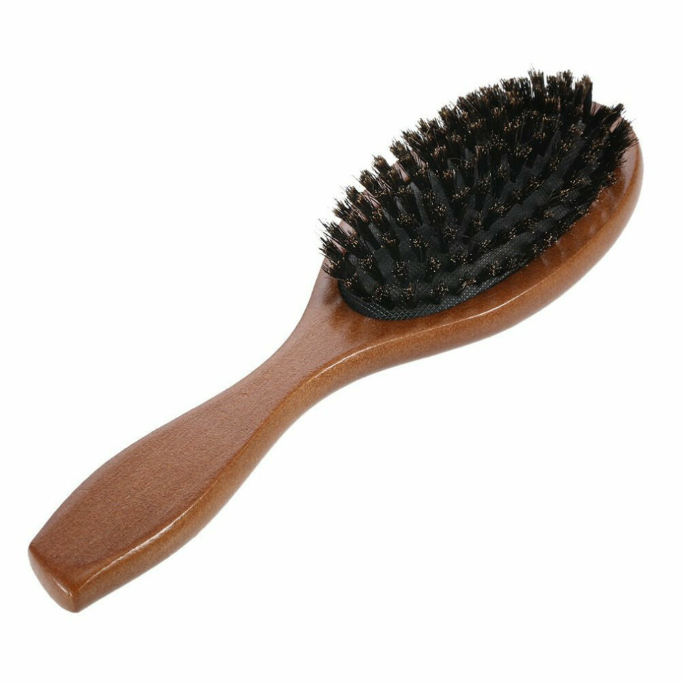 Unisex Natural Boar Bristle Hair Brush Anti Static Scalp Massage Comb With Wooden Handle For Long Thick Curly Hair