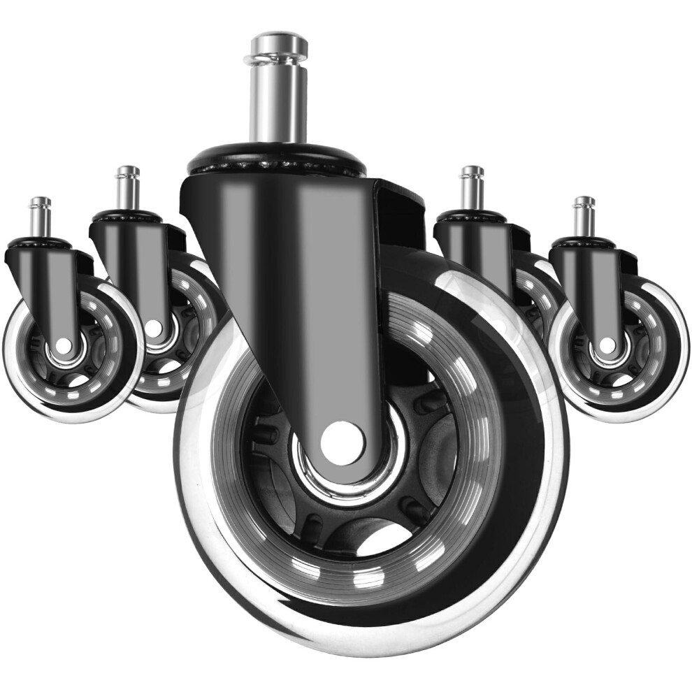 5Pcs 2.5 Inch Office Chair Caster Wheels Clear Pu Silent Roller Wheels Replacement For All Floors 6914279381026