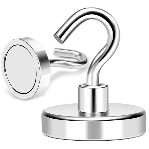 E16 7KG Pull Force Magnetic Steel Hook Kitchen Refrigerator Iron Door Hanging Hook 1