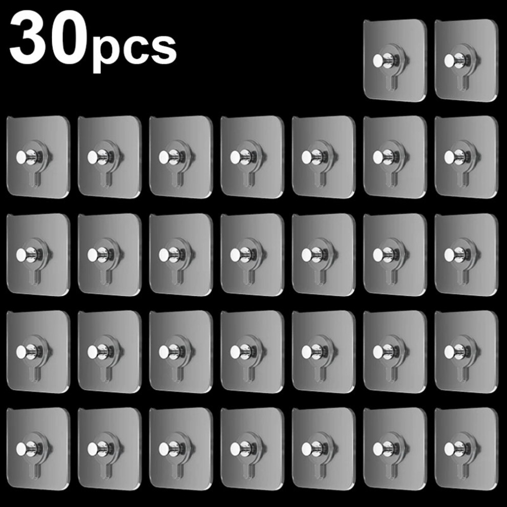 30Pcs Transparent Adhesive Hook No Drilling Traceless Wall Mount Screw For Picture Frames Clocks 6914272519952
