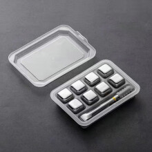 304 Stainless Steel Reusable Ice Blocks 8Pcs Whiskey Stones Chilling Rocks with Silicone Tongs for Wine/Whiskey