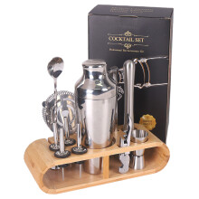 12 in 1 Cocktail Shaker Set Stainless Steel 700ML Bartender Mixer Bar Tools Kit with Bamboo Stand (BPA Free,No FDA)