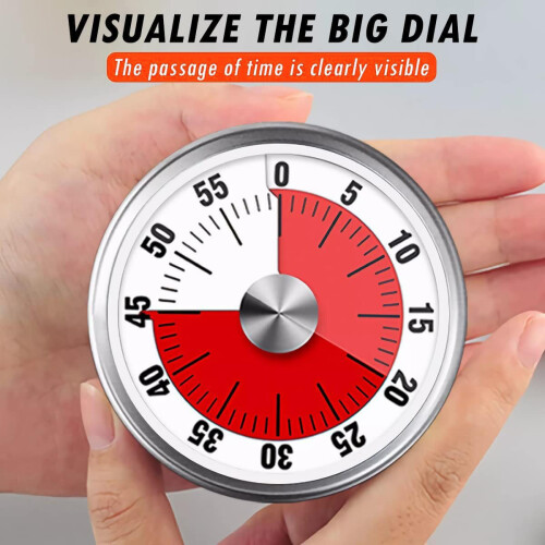 Stainless Steel Kitchen Timer Mechanical Countdown Clock for Baking/Cooking/Studying 2